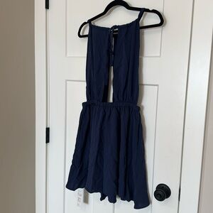 CUPSHE navy plunging tie mini dress